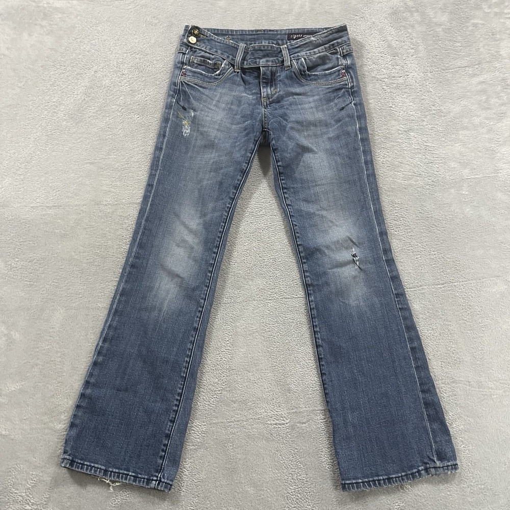 Vigoss Jeans Women 7 Bootcut Blue Denim Vintage Y2K Distressed